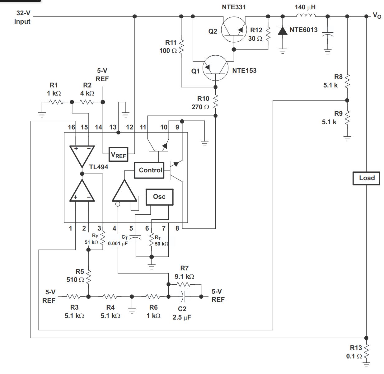TL494 buck converter hacking with resistors, capacitors, inductors and IC
