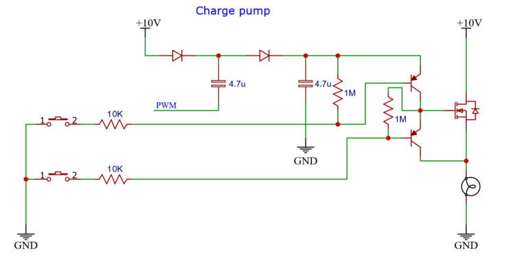 A charge-pump circuit to drive a high side MOSFET (indefinitely)