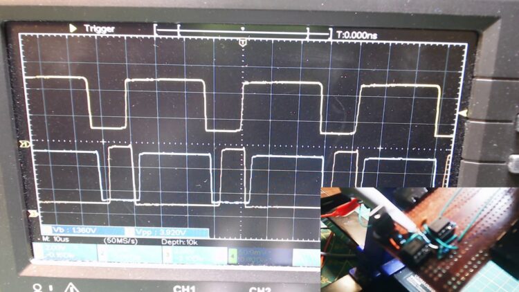 Two PWM signals with dead time in between, they never overlap.