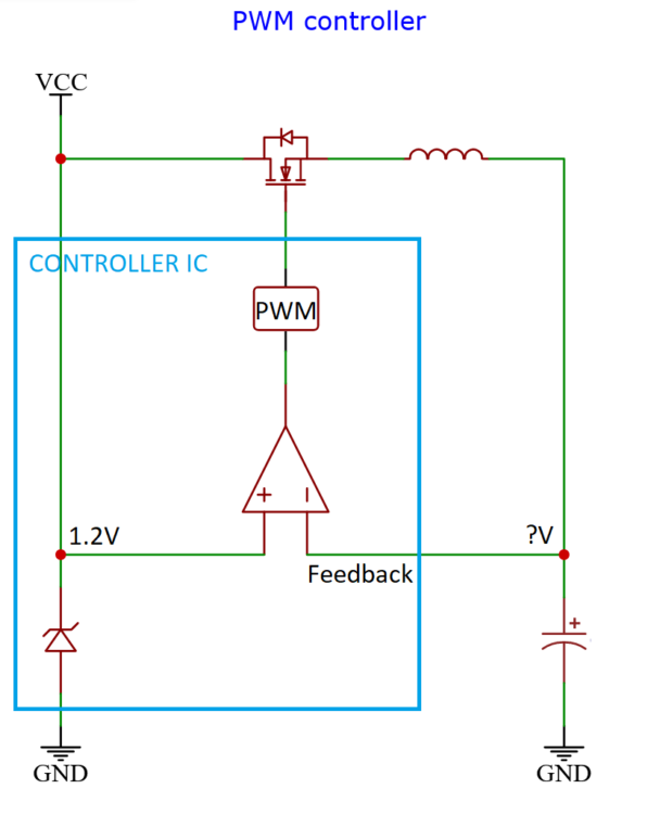 A buck boost controller IC within a circuit