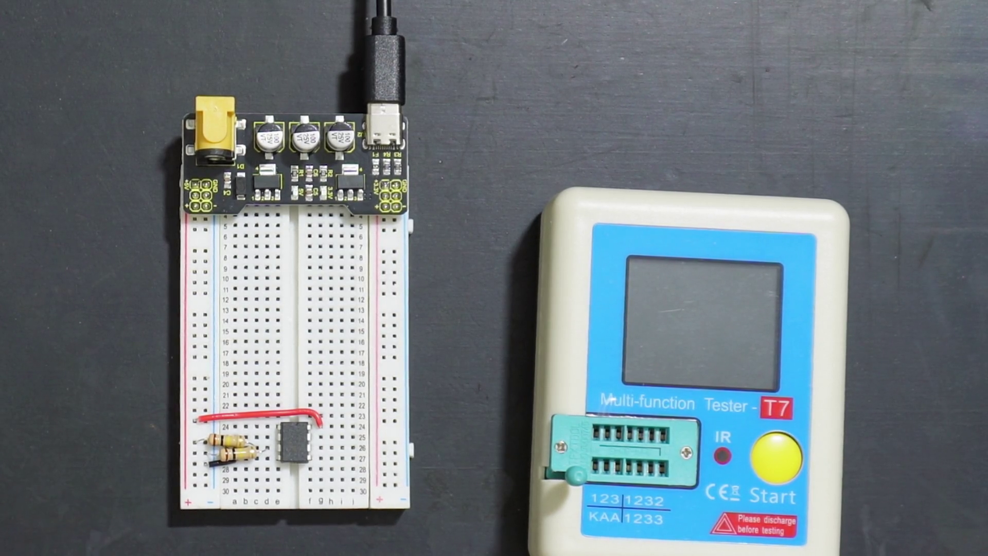 Resistor-divider to provide 2.5V (half of VCC) to input pin of Op-Amp.