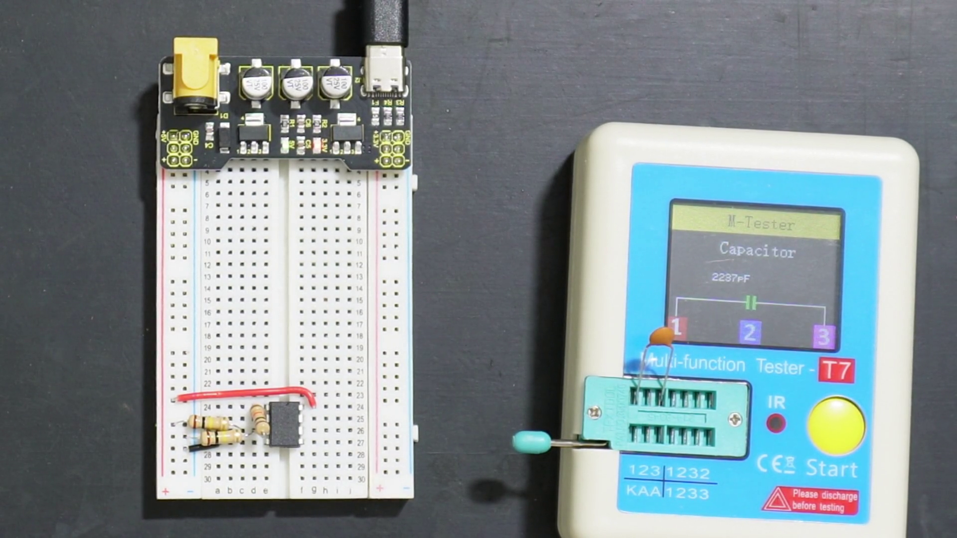Testing a capacitor.