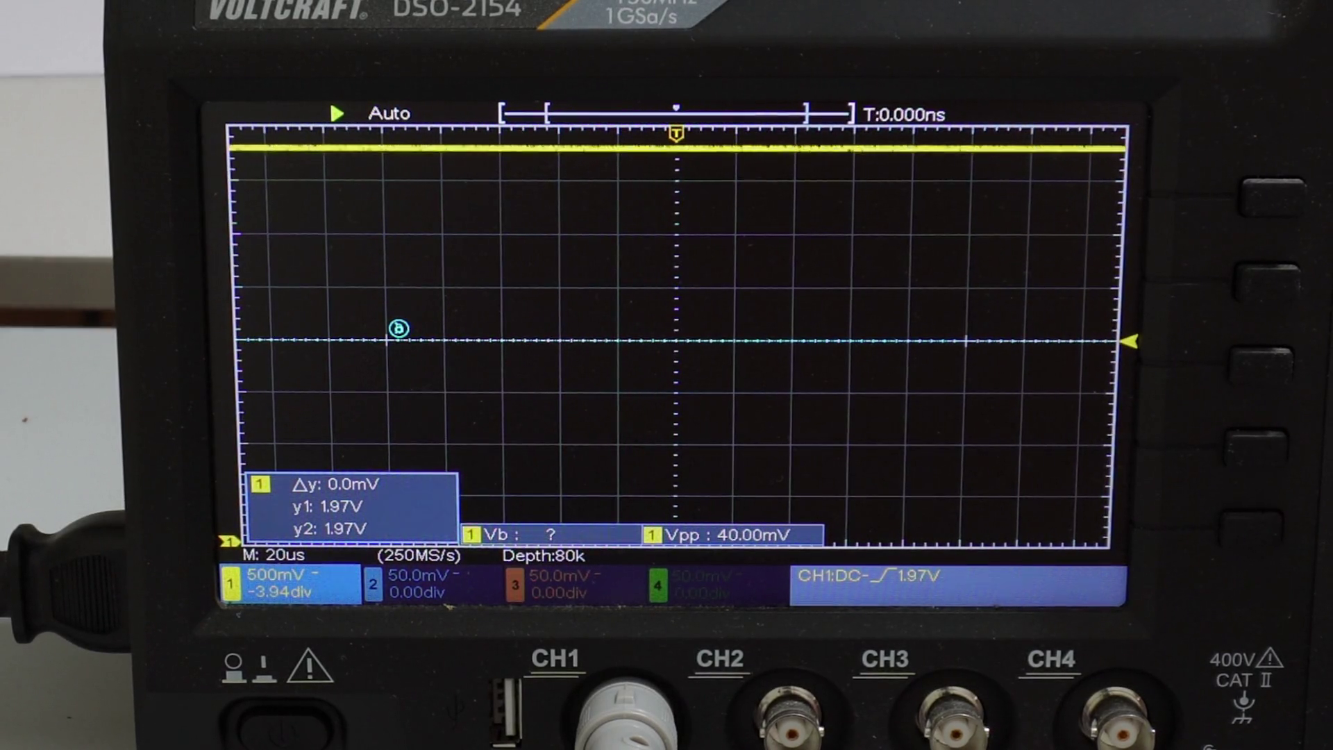 Oscilloscope output high.