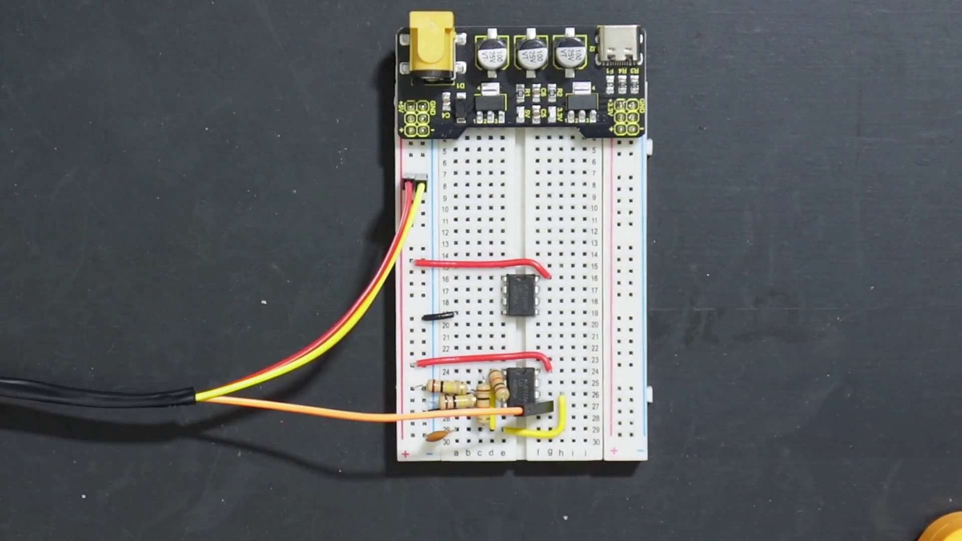 Power added to second Op-Amp for dual-pwm signal generation on breadboard.
