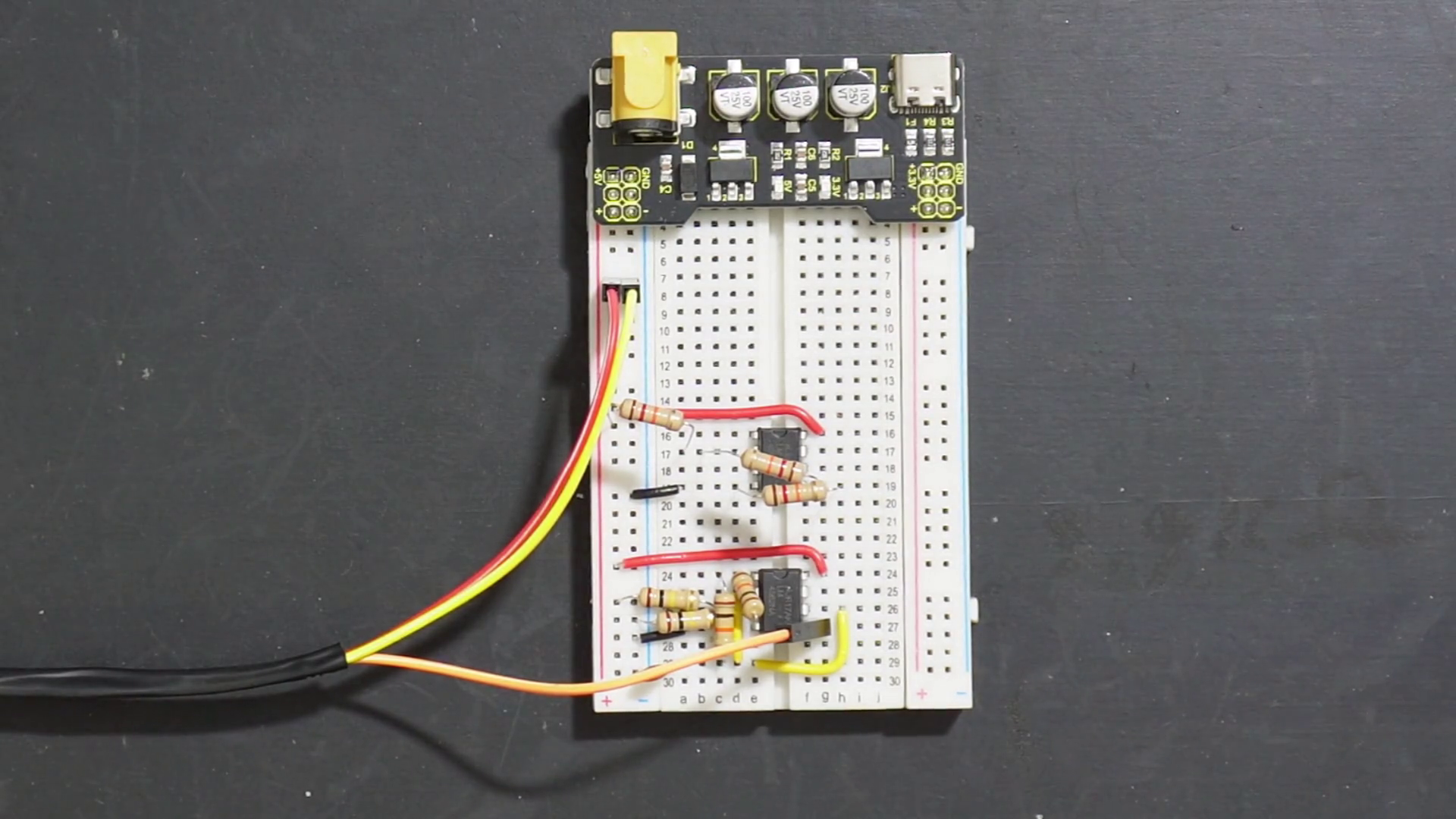 Triple resistor-divider network added to second Op-Amp for dual PWM signal generator.